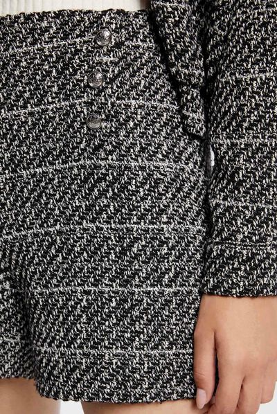Short recto con hilos metalizados negro mujer