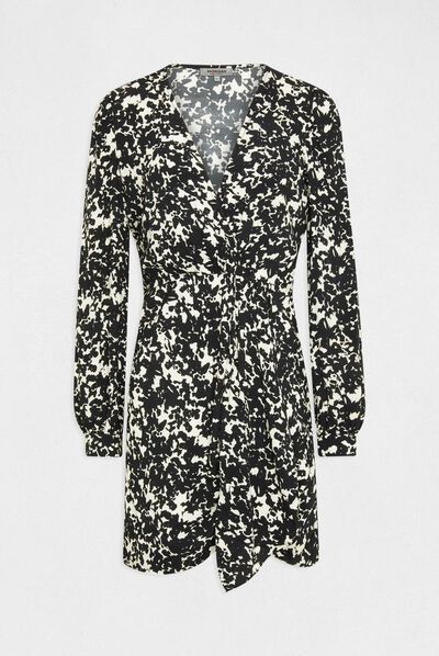 Vestido ajustado drapeado estampado multico mujer