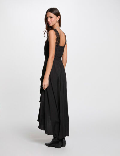 Vestido largo recto holgado negro mujer