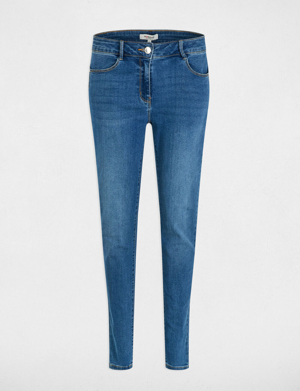 Vaquero slim talle est&aacute;ndar denim stone mujer