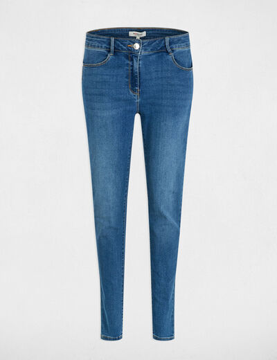 Vaquero slim talle est&aacute;ndar denim stone mujer