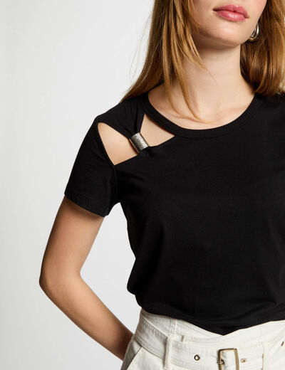 Camiseta manga corta negro mujer