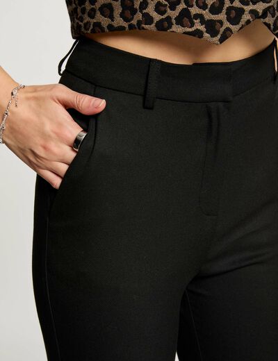 Pantalón pernera ancha pinzas negro mujer