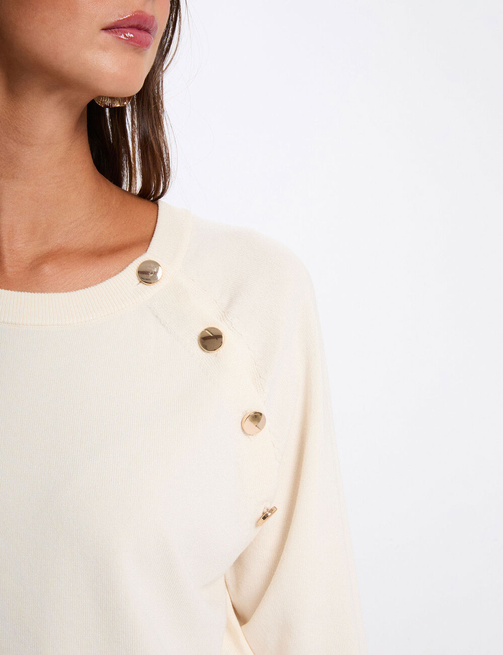 Jersey fino ajustado marfil mujer