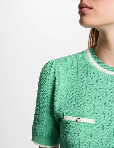 Jersey manga corta verde menta mujer