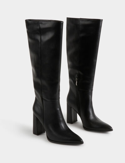 Botas con tacones y puntera fina negro mujer