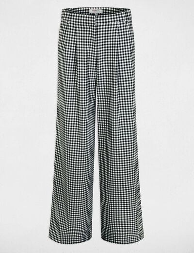 Pantal&oacute;n ancho con pliegues negro mujer