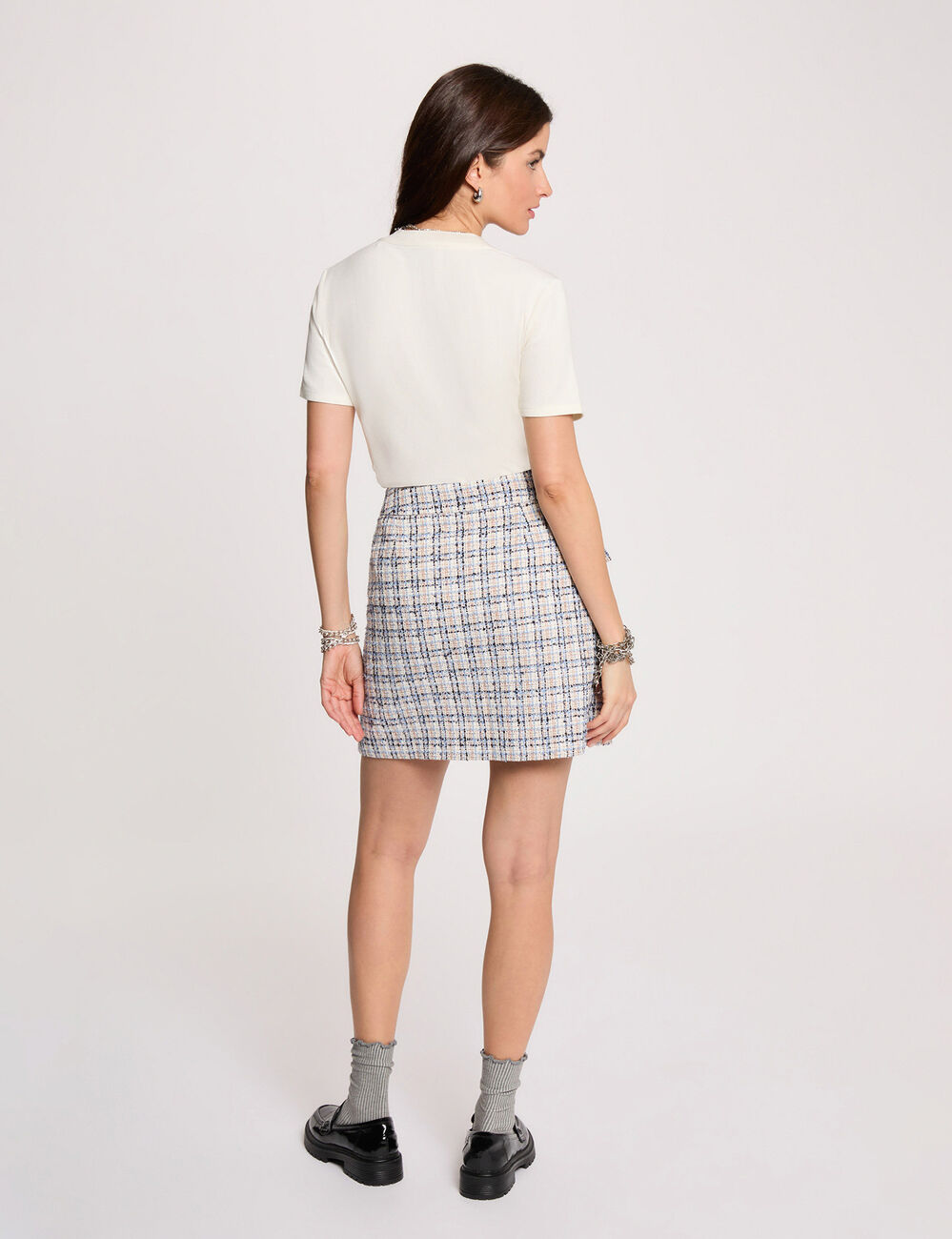 Falda corta de patinadora multicolor mujer