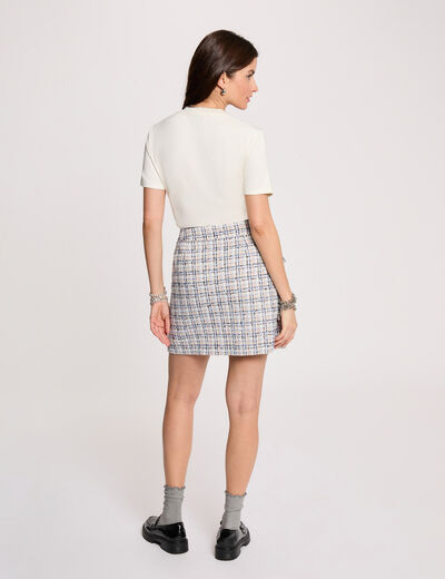 Falda corta de patinadora multicolor mujer