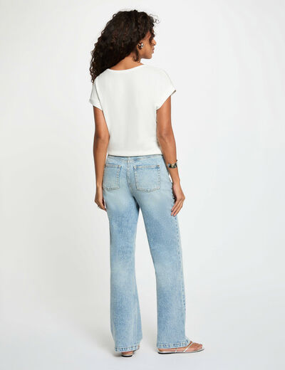 Camiseta recta con cuello redondo blanco mujer