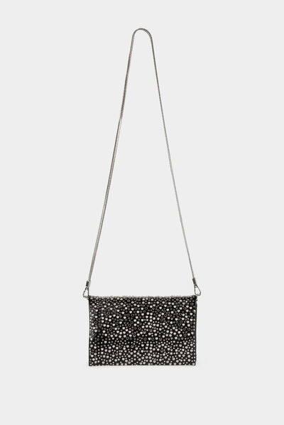 Bolso de mano con tachuelas negro mujer