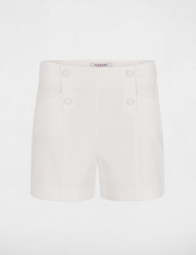 Short recto con pinzas blanco mujer