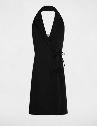 Vestido corto cruzado negro mujer