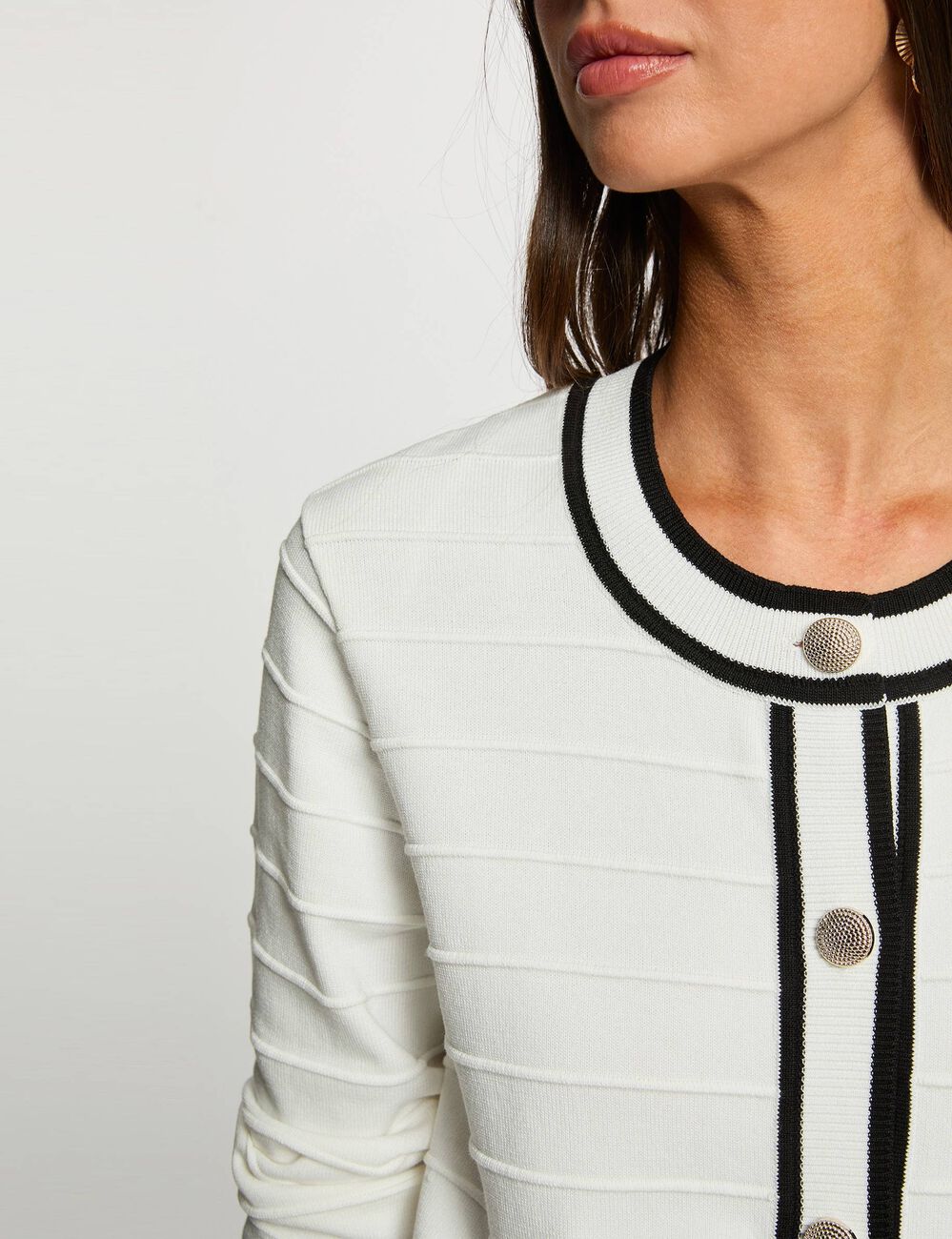 Chaleco entallado cuello redondo blanco mujer