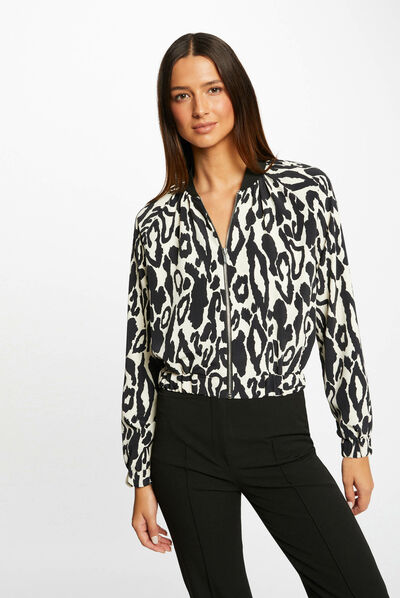 Chaqueta recta estampado animal multico mujer