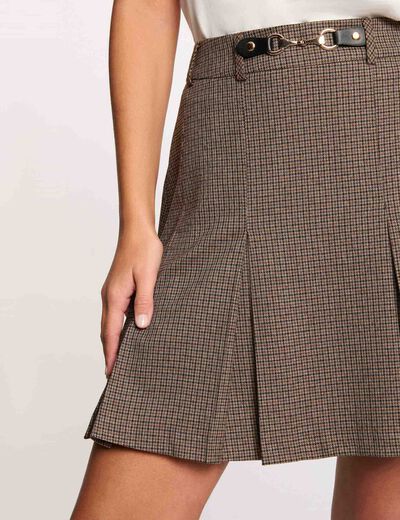 Falda corta de tweed multicolor mujer