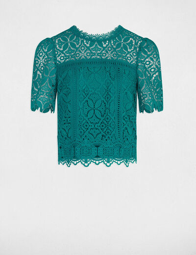 Blusa manga corta verde medio mujer