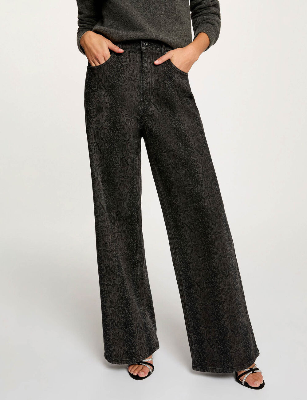 Jean ancho de tiro alto multicolor mujer