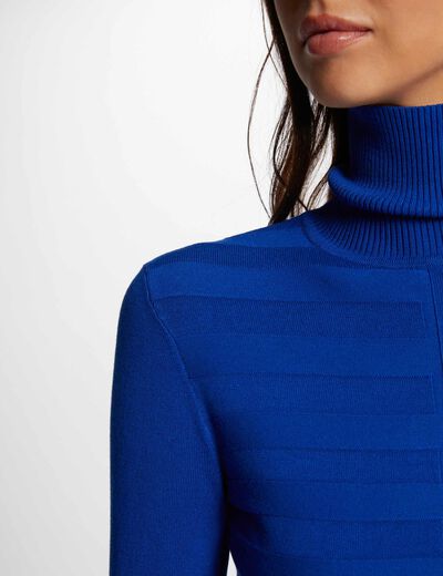 Jersey manga larga cuello de tortuga azul eléctrico mujer