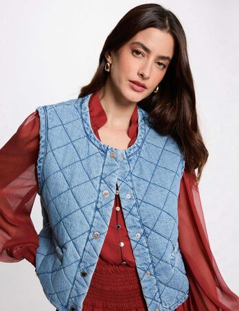 Chaleco acolchado denim stone mujer