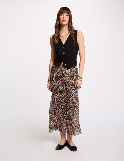 Falda larga estampada multicolor mujer