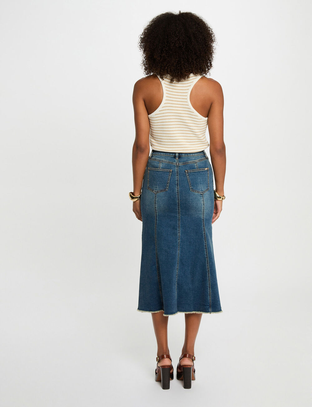 Top punto con rayas blanco mujer