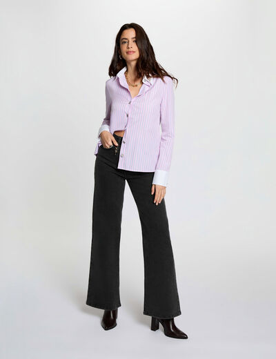Vaqueros anchos de tiro alto denim negro mujer
