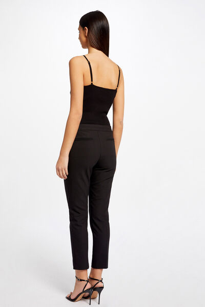 Top de punto con detalles tipo joya negro mujer