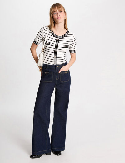 Vaquero pernera ancha denim crudo mujer