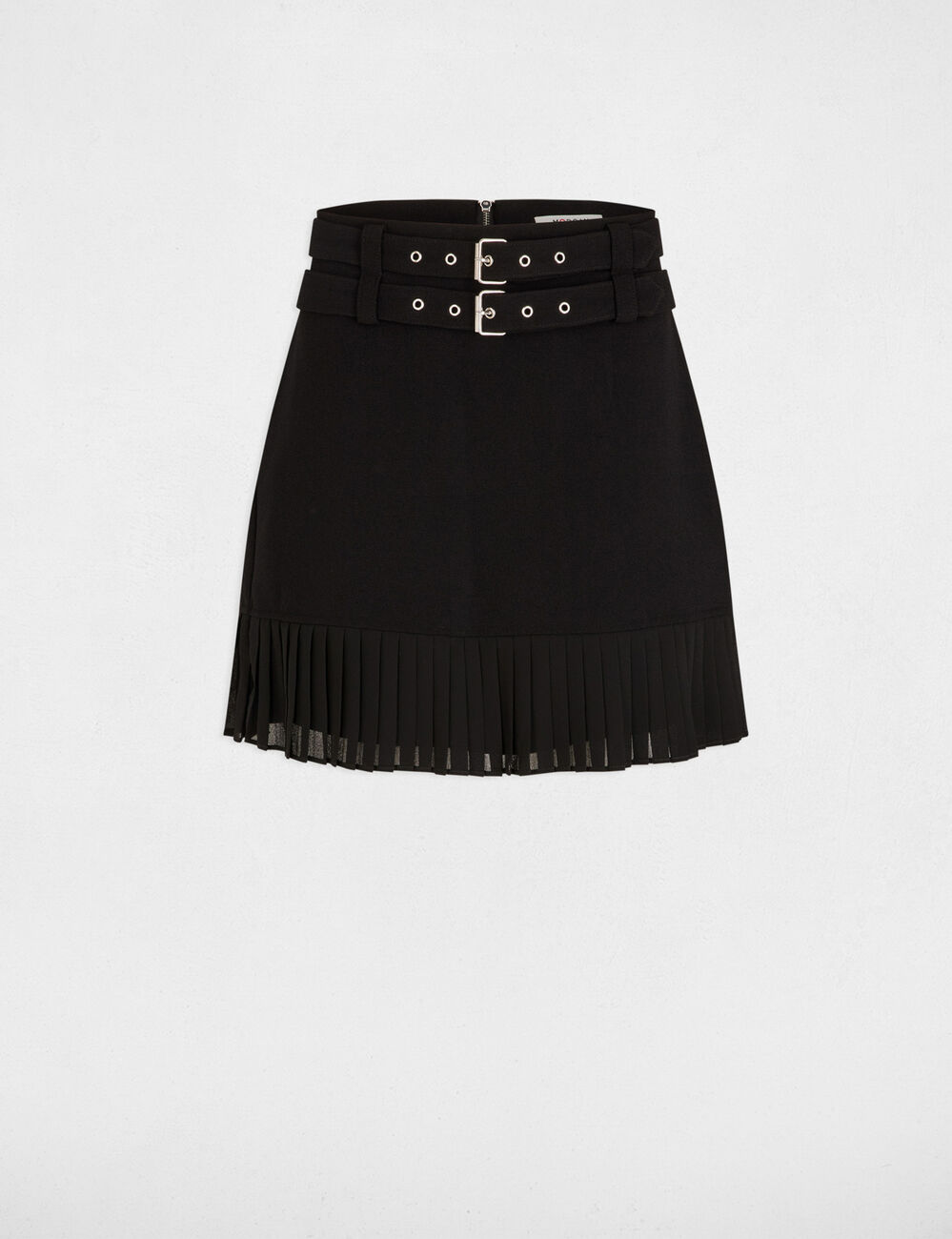Falda corta plisada negro mujer