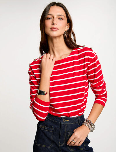 Camiseta manga larga rayas blanco mujer