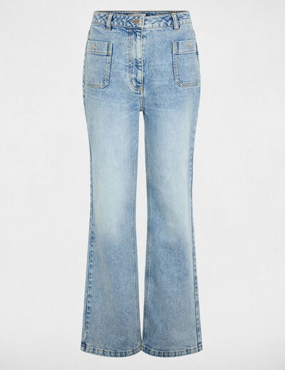 Vaqueros anchos de tiro alto denim doble stone mujer