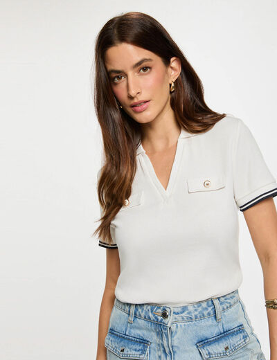 Polo ajustado blanco mujer