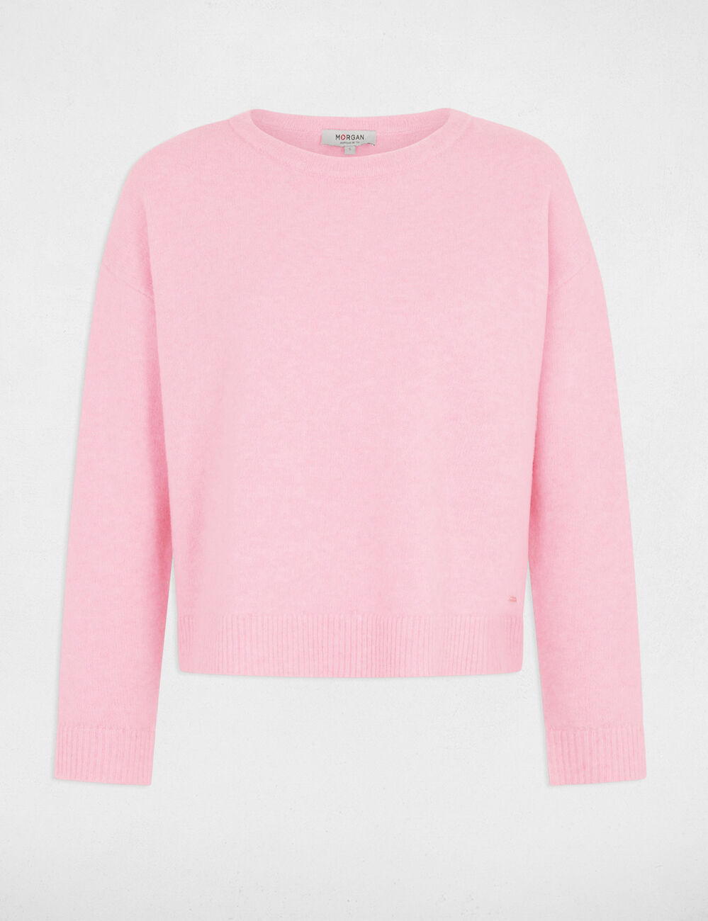 Jersey cuello redondo rosa pastel mujer