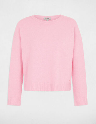 Jersey cuello redondo rosa pastel mujer