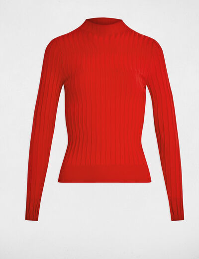 Jersey con cuello alto rojo mujer