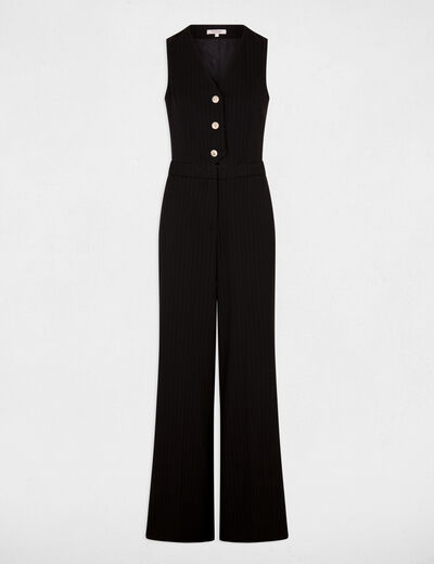 Mono fluido con cuello en V negro mujer