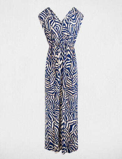 Vestido largo recto estampado multicolor mujer