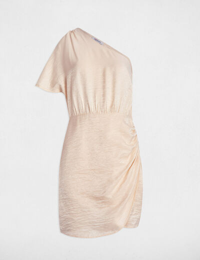 Vestido corto ajustado marfil mujer