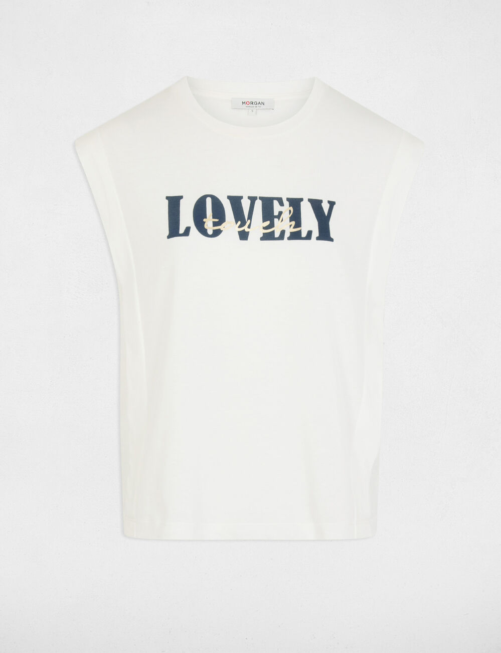 Camiseta recta cuello redondo blanco mujer