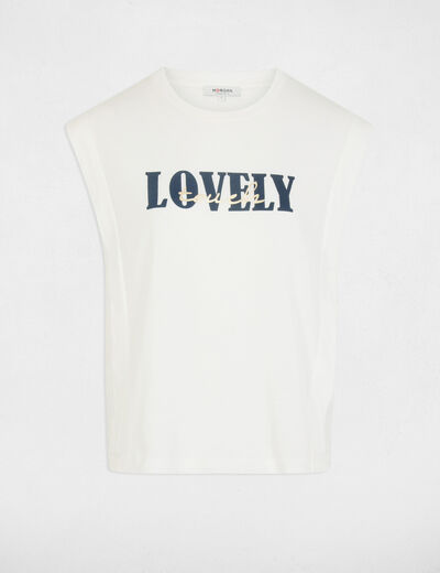 Camiseta recta cuello redondo blanco mujer