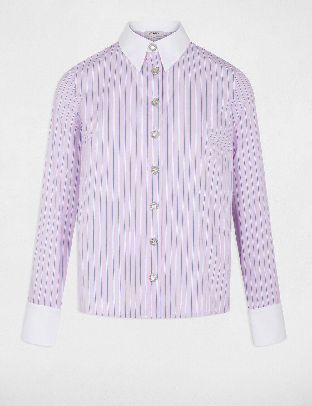 Camisa manga larga rayas rosa mujer