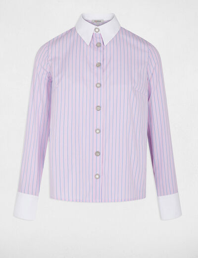 Camisa manga larga rayas rosa mujer