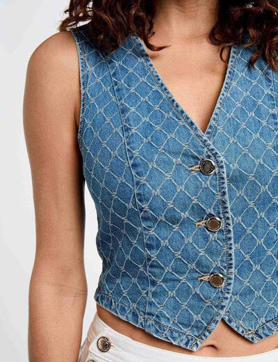 Chaleco vaquero sin mangas denim stone mujer