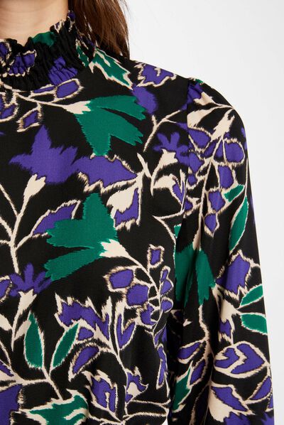 Blusa manga larga estampado vegetal multico mujer