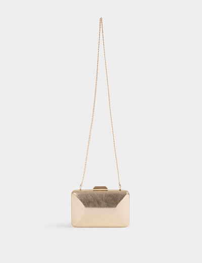 Bolso cartera mano metalizado amarillo oro mujer