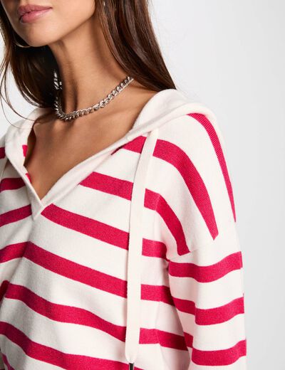 Jersey escote en V y capucha violeta mujer