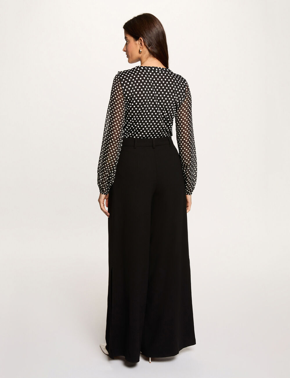 Blusa de gasa con cuello en v negro mujer