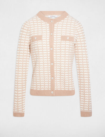 C&aacute;rdigan ajustado jacquard topo mujer