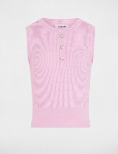 Top punto sin mangas rosa pastel mujer